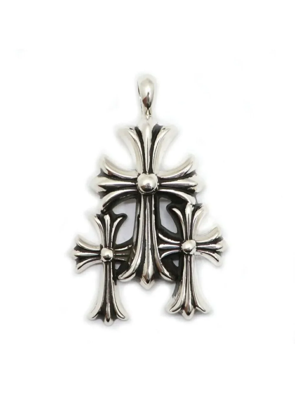 Chrome Hearts Ten 3 CH Crs Sml Triple CH Black 925 Sterling Silver Receipt